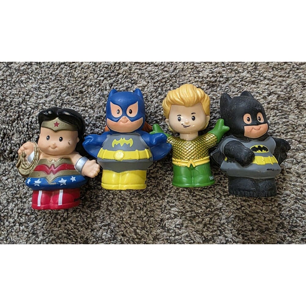 Marvel Fisher Price Little People Batman Wonder Woman Aquaman Batgirl Lot Of 4
